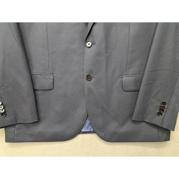 Indochino Blazer Mens Solid Navy Blue Wool Cashmere Blend 46S Sport Coat Jacket - Picture 3 of 10
